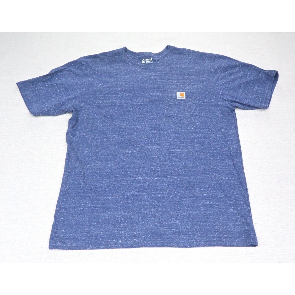 Carhartt Mens L Cotton Blend Pocket Tee K87 Blue Heather Crew Neck Workwear